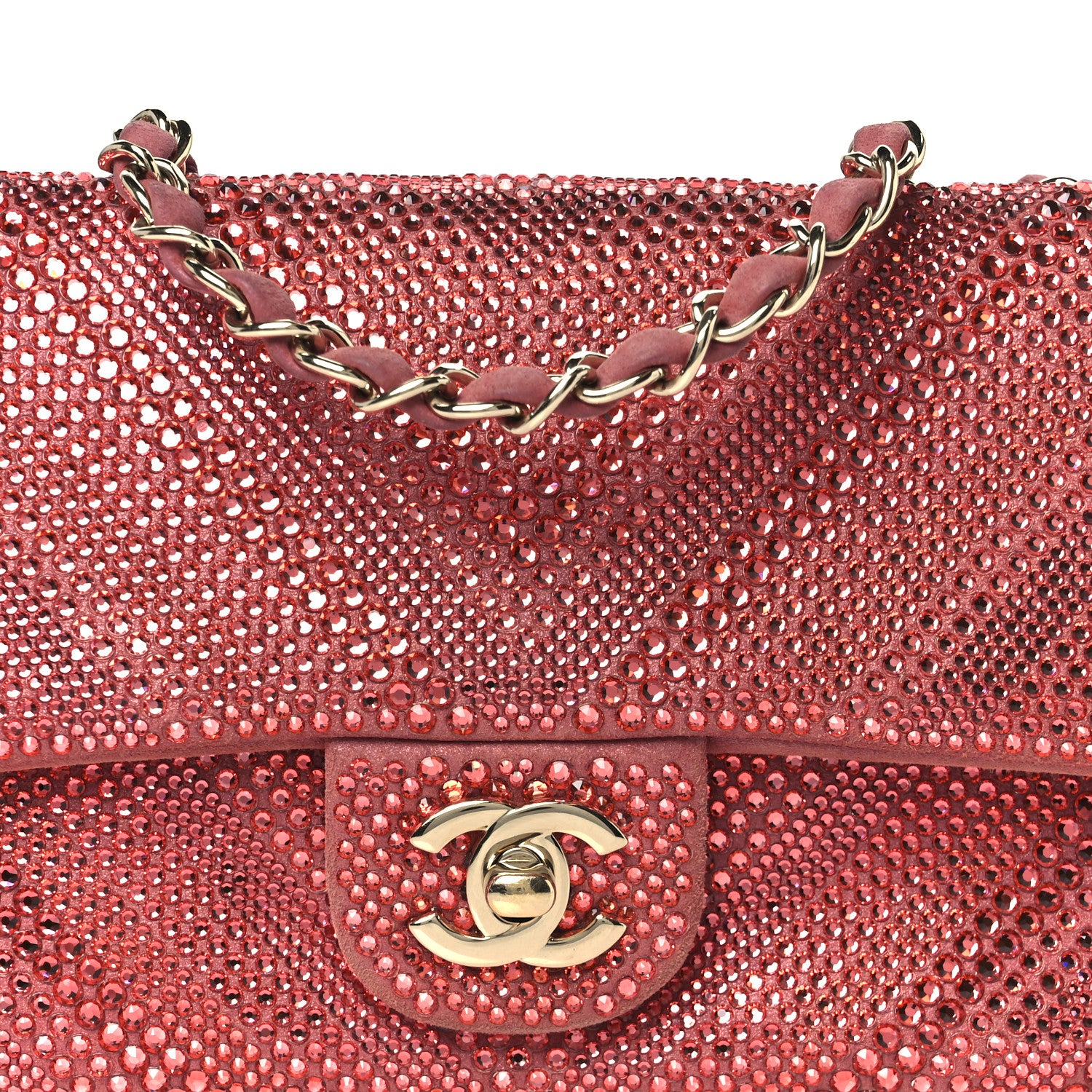 Chanel Metallic Goatskin Strass Small Flap Bag Pink 9 of 11