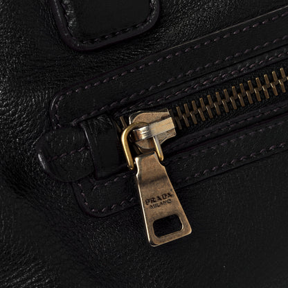 Prada Cervo Deerskin Shopping Satchel Black 7 of 10