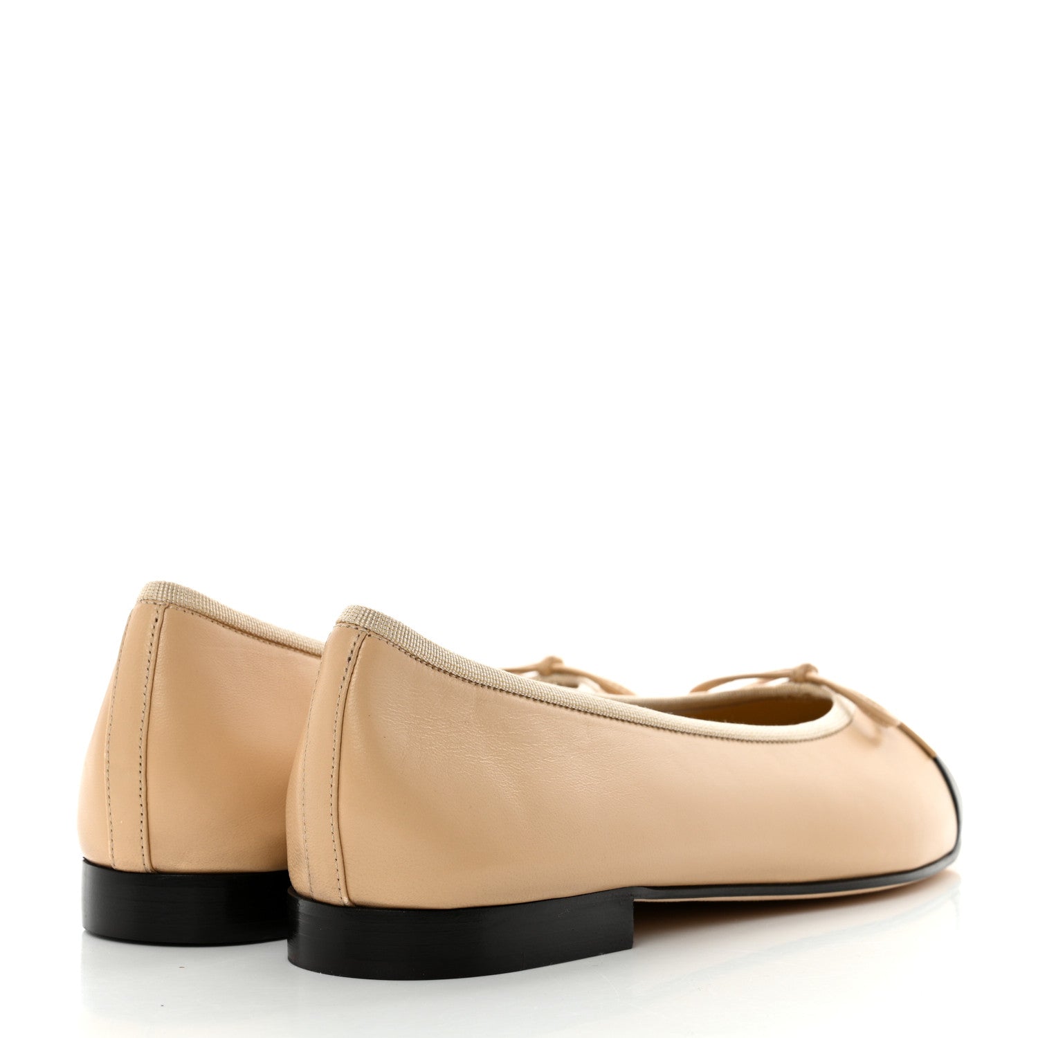 Chanel Lambskin Cap Toe Ballerina Flats 39.5 Beige Black 5 of 9