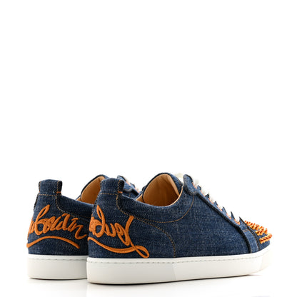 Christian Louboutin Denim Mens Louis Junior Spikes Flat Sneakers 41 Sabagold 5 of 10