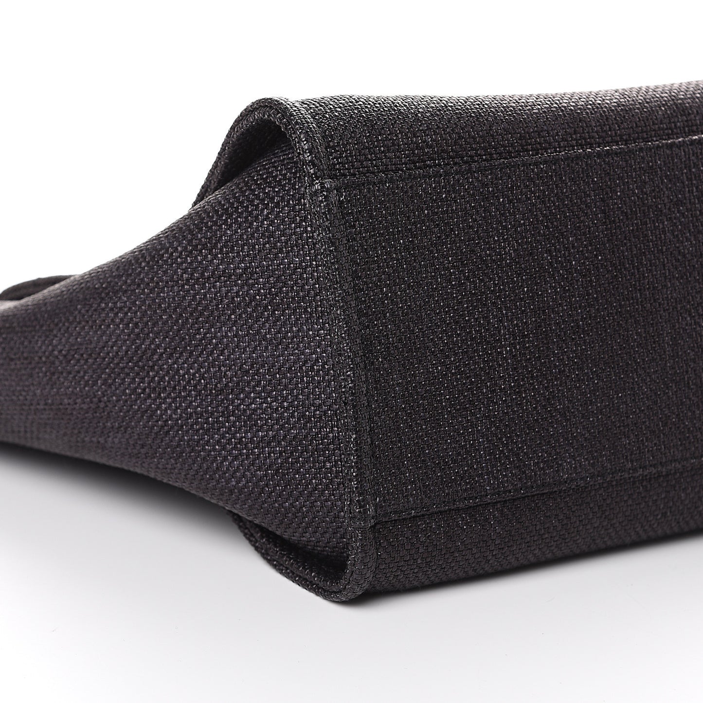 Woven Straw Raffia Medium Deauville Tote Black