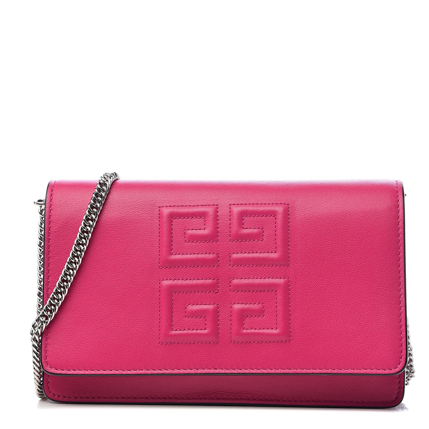 Lambskin Emblem Chain Wallet Cyclamen