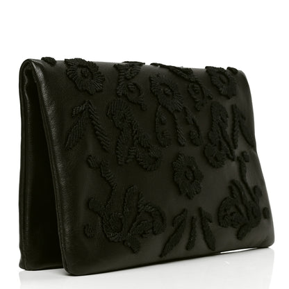 Prada Nappa Ricamo Flap Clutch Black 2 of 4