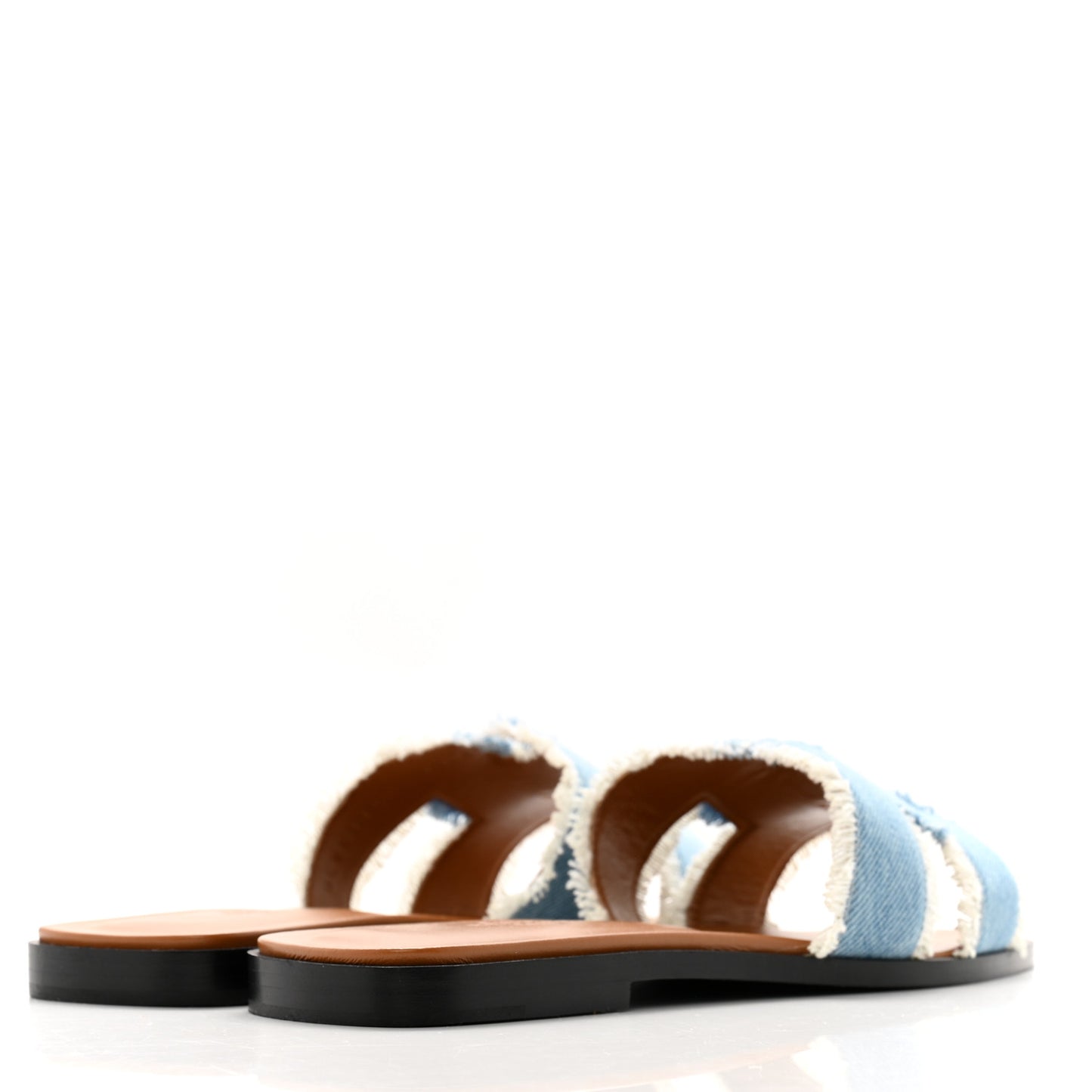 Denim Oran Fringe Sandals 39 Bleu Clair