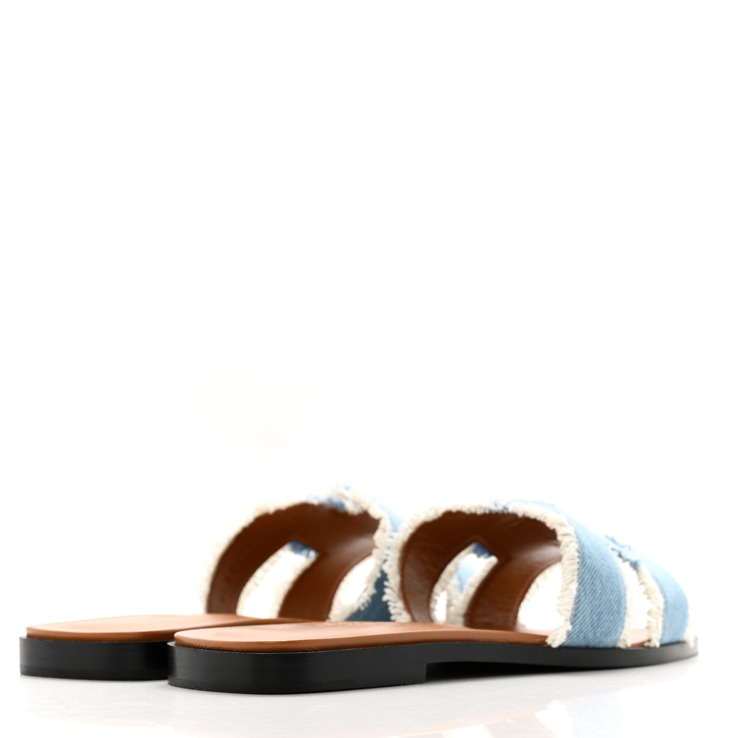 Hermes Denim Oran Fringe Sandals 39 Bleu Clair 5 of 10