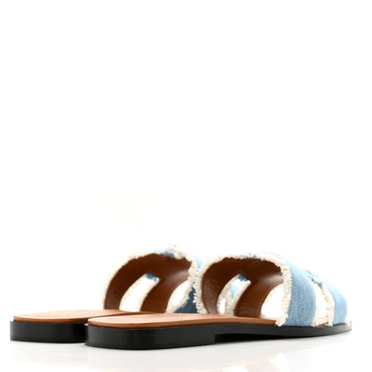 Hermes Denim Oran Fringe Sandals 39 Bleu Clair 5 of 10