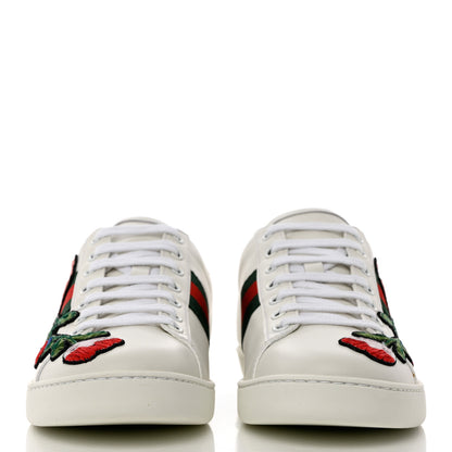 Gucci Calfskin Web Floral Embroidered Womens Ace Sneakers 39 White 2 of 9