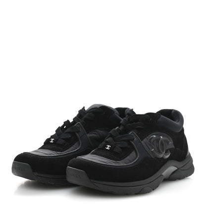 Chanel Fabric Calfskin Suede CC Sneakers 40 Black 4 of 10
