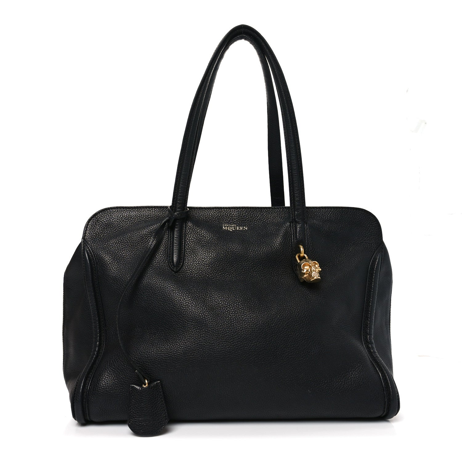 Alexander McQueen Pebbled Calfskin Large Skull Padlock Zip Around Tote Black 1815368 – FASHIONPHILE