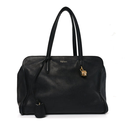 Alexander McQueen Pebbled Calfskin Large Skull Padlock Zip Around Tote Black 1 of 10