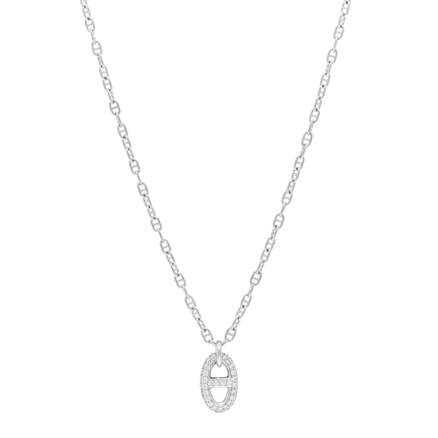 18K White Gold Diamond New Farandole Pendant Necklace ST