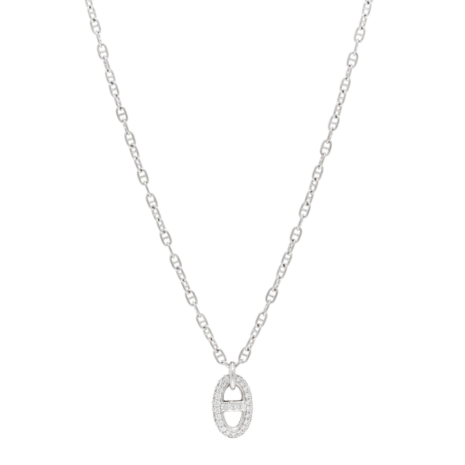 Hermes 18K White Gold Diamond New Farandole Pendant Necklace ST 1 of 5
