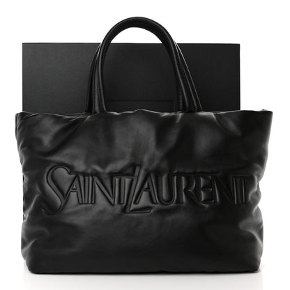 Saint Laurent Lambskin Wide Puffer Tote Black 13 of 13