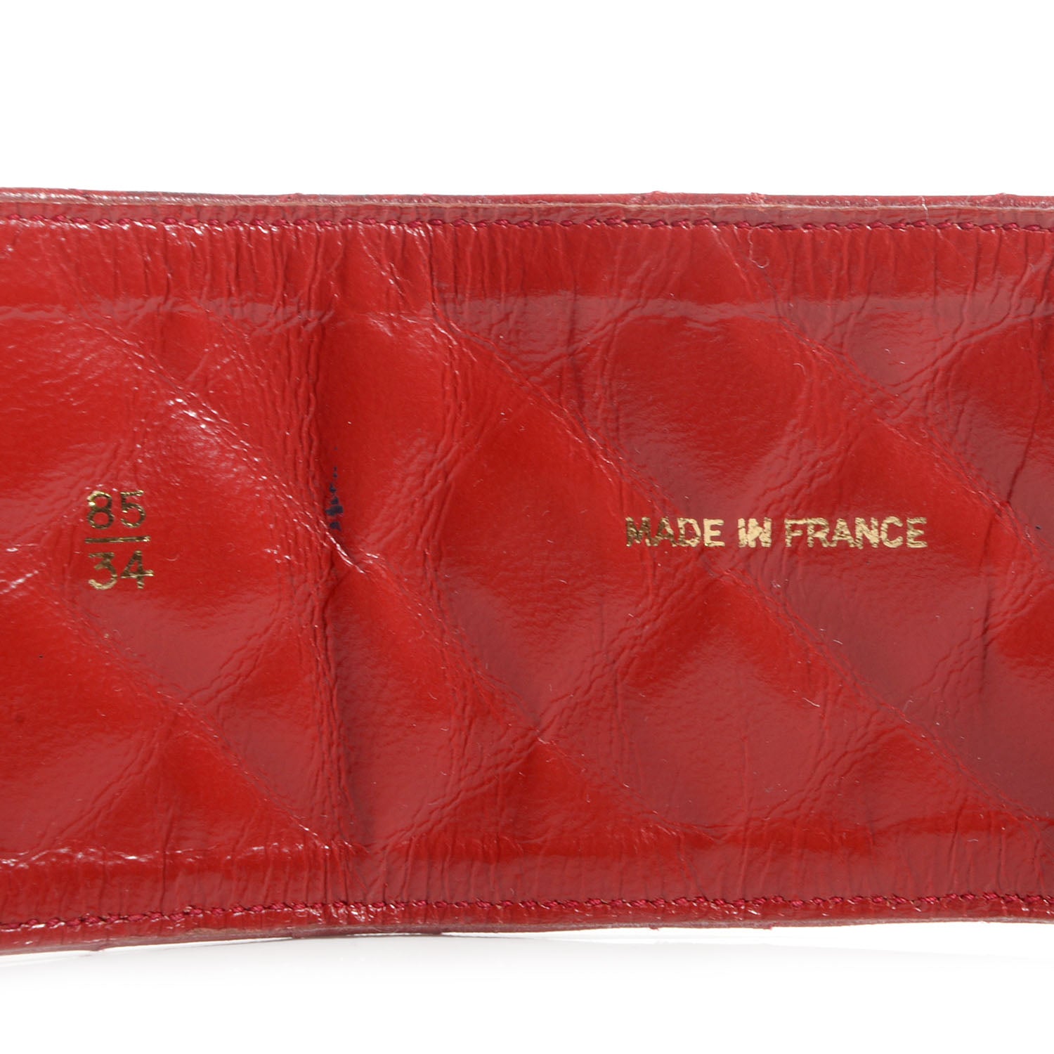 Chanel Lambskin Quilted Wide Belt 85 34 Red 4 of 6