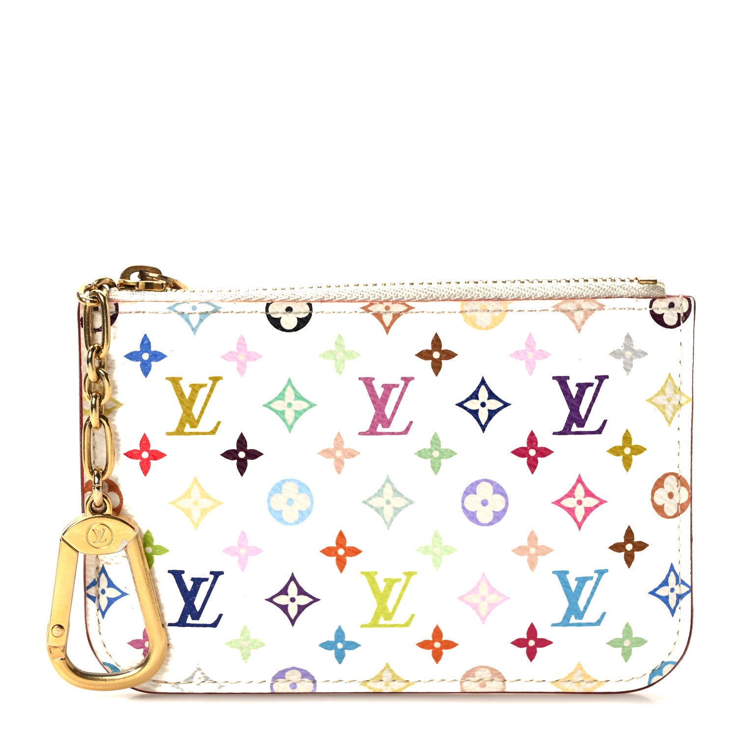 Louis Vuitton Monogram Multicolor Key Pouch White Litchi 1 of 7
