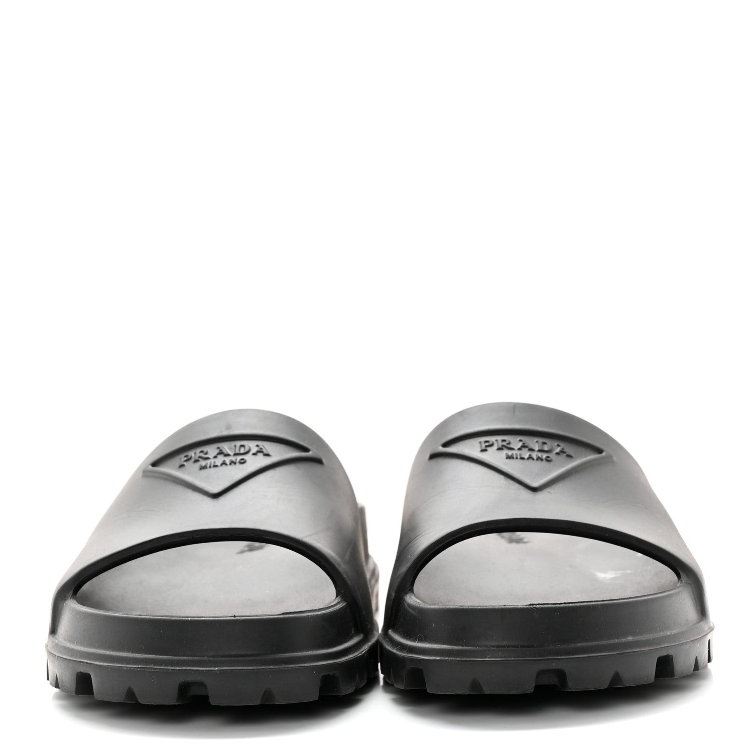 Prada Rubber Triangle Logo Slide Sandals 37 Black 2 of 12