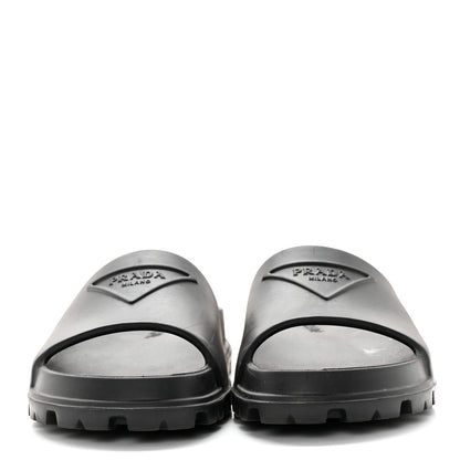 Prada Rubber Triangle Logo Slide Sandals 37 Black 2 of 12