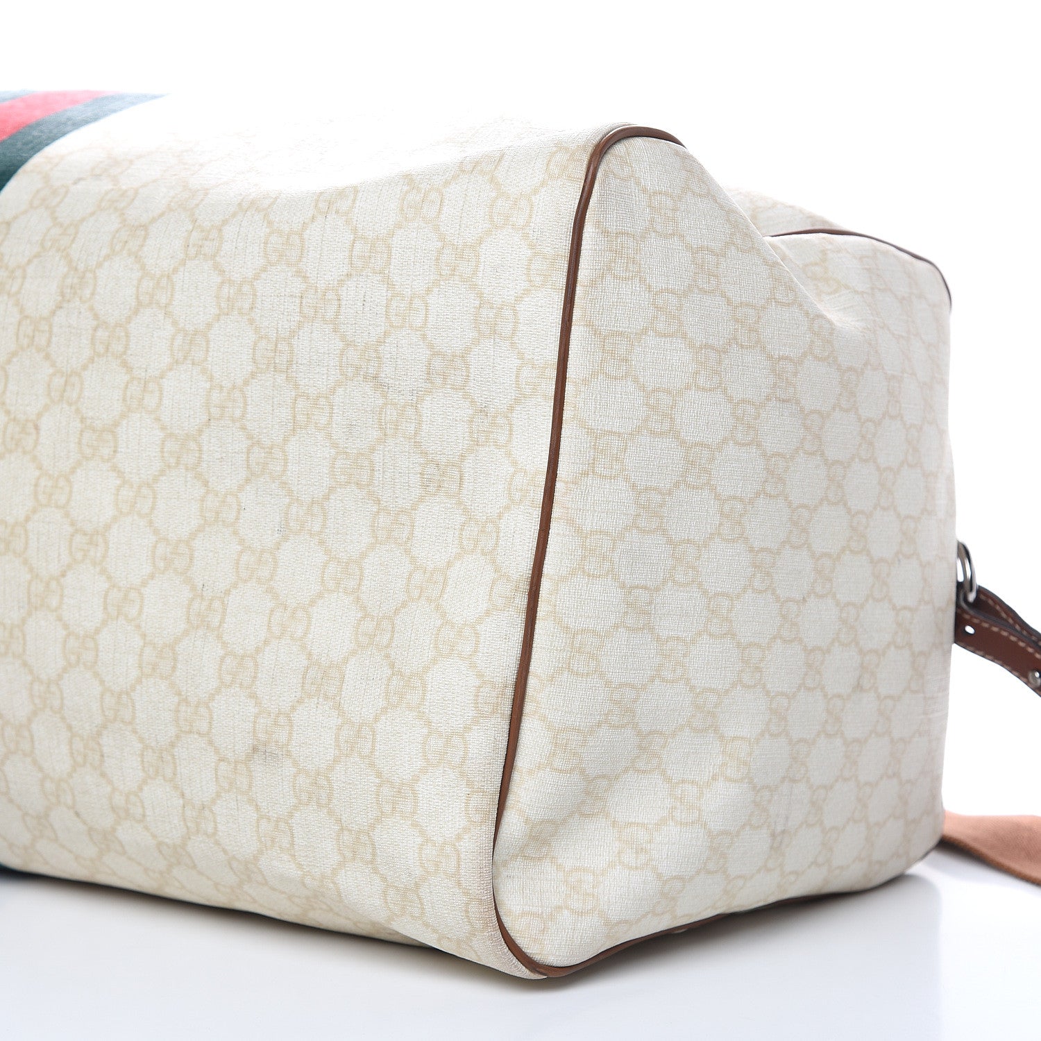 Gucci GG Plus Monogram Web Stripe Large Carry On Duffle Tan 9 of 18