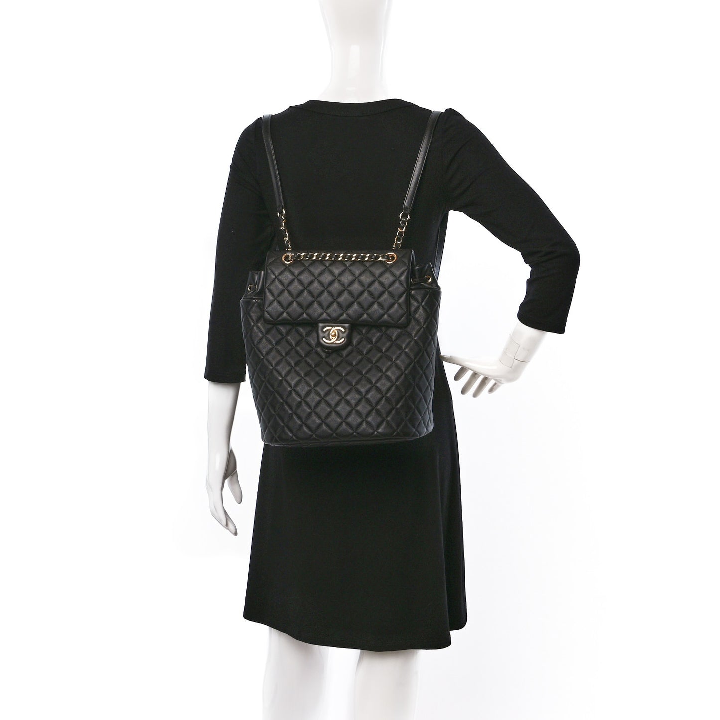 Lambskin Quilted Large Urban Spirit Backpack Black