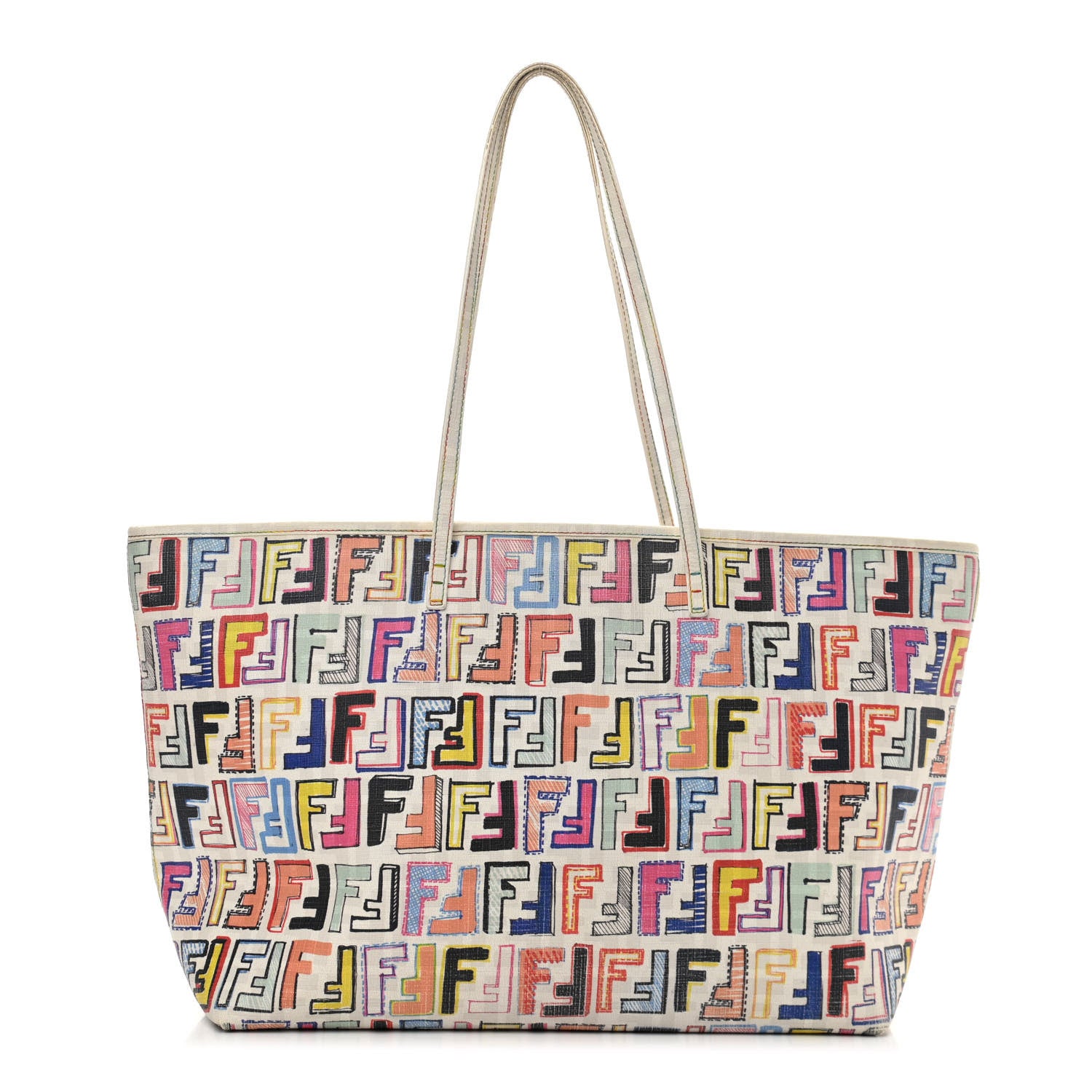 Fendi Zucca Spalmati FF Multicolor Medium Roll Tote Multicolor White 1 of 12