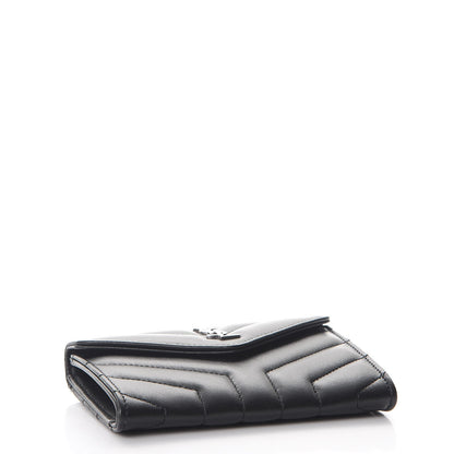 Saint Laurent Lambskin Y Quilted Monogram Small Loulou Envelope Wallet Black 4 of 8