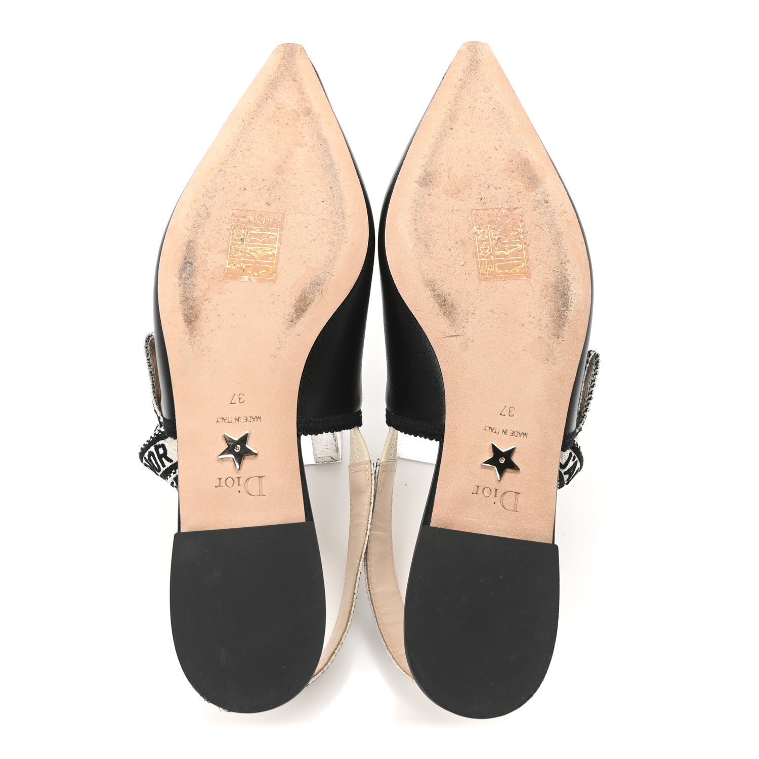 Christian Dior Calfskin Ribbon Embroidered J'Adior Slingback Ballet Flats 37 Black 6 of 9