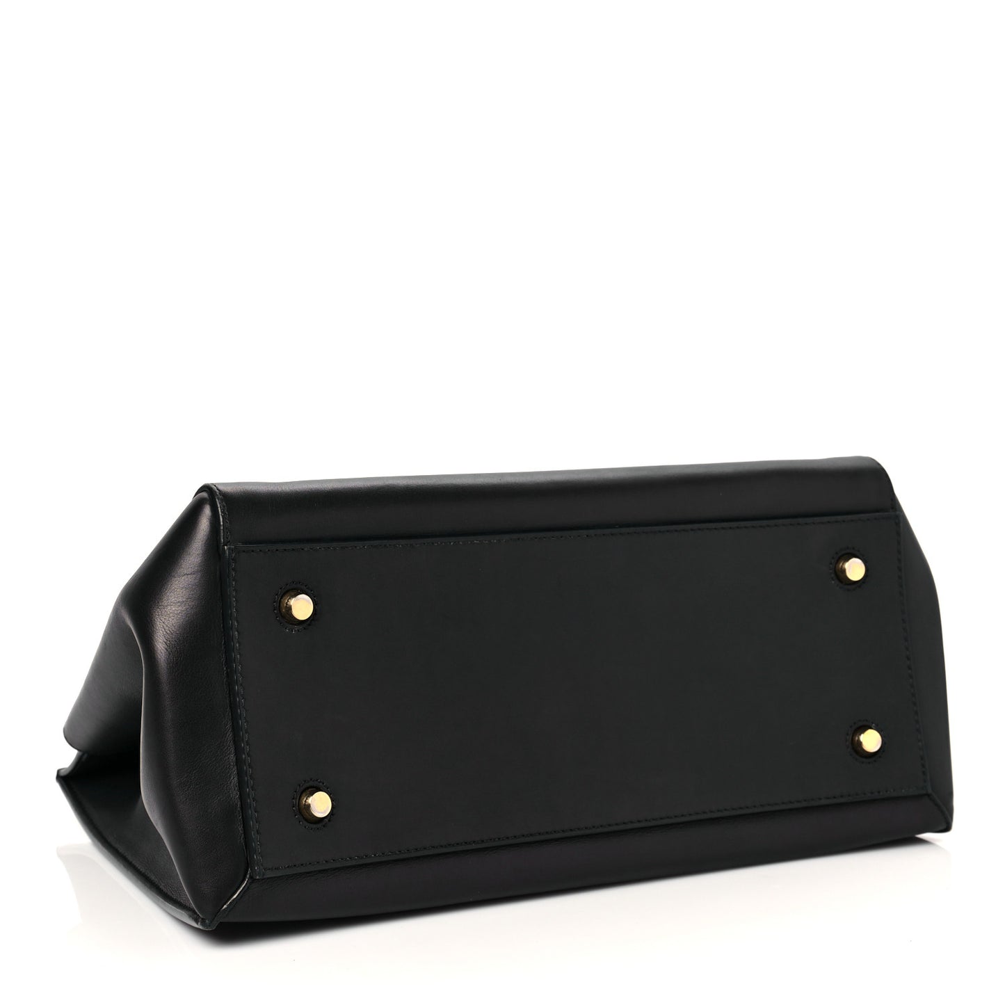 Smooth Calfskin Medium Bi-Color Edge Shoulder Bag Black Navy