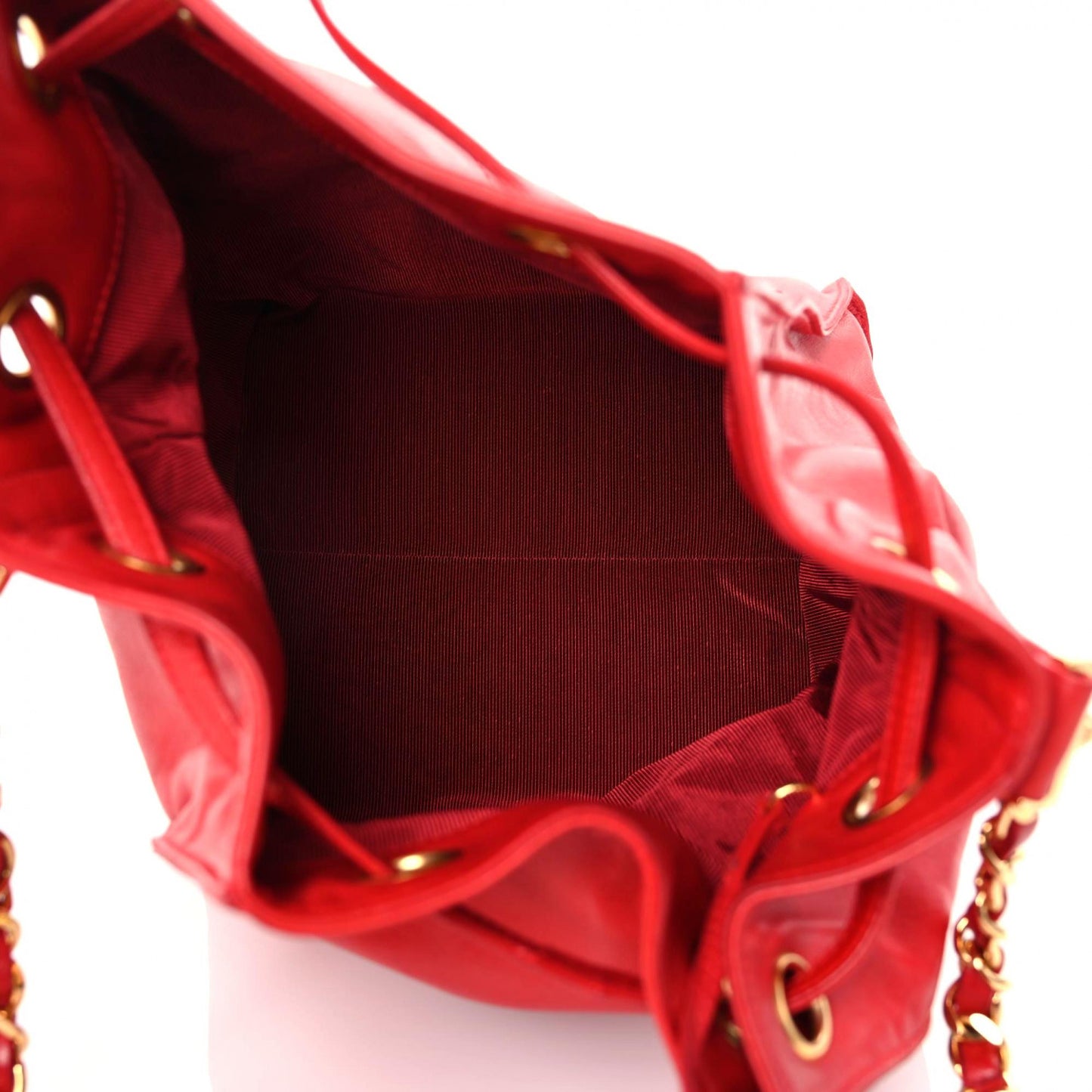 Lambskin CC Drawstring Shoulder Bag Red
