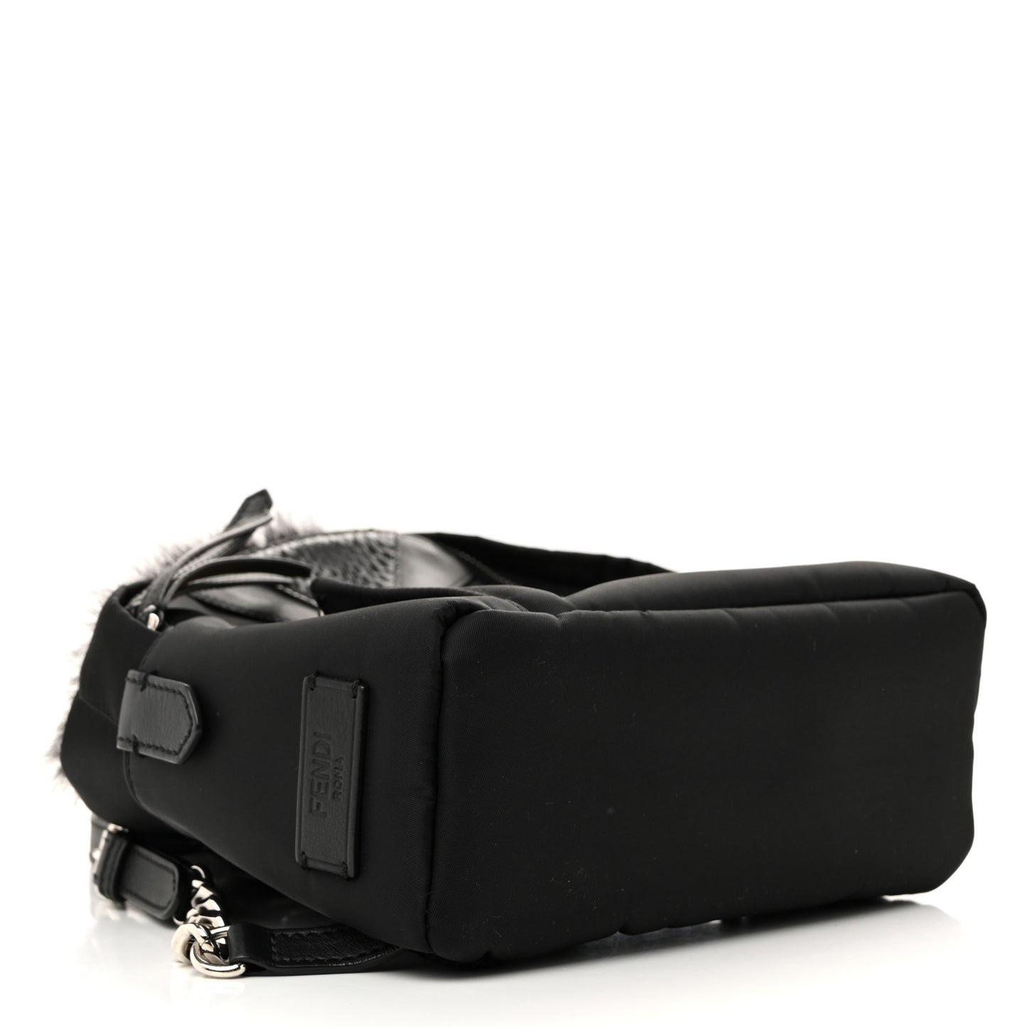 Nylon Vitello Dolce Goat Fox Fur Crocodile Monster Eyes Mini Backpack Black Sunflower
