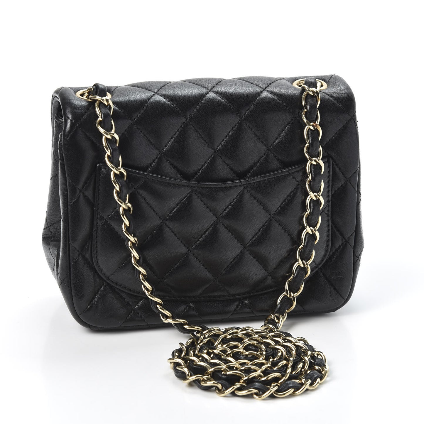 Lambskin Quilted Mini Square Flap Black