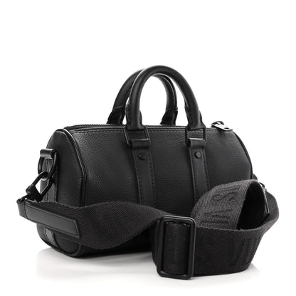 Louis Vuitton Grained Calfskin Aerogram Keepall XS Black 3 of 9