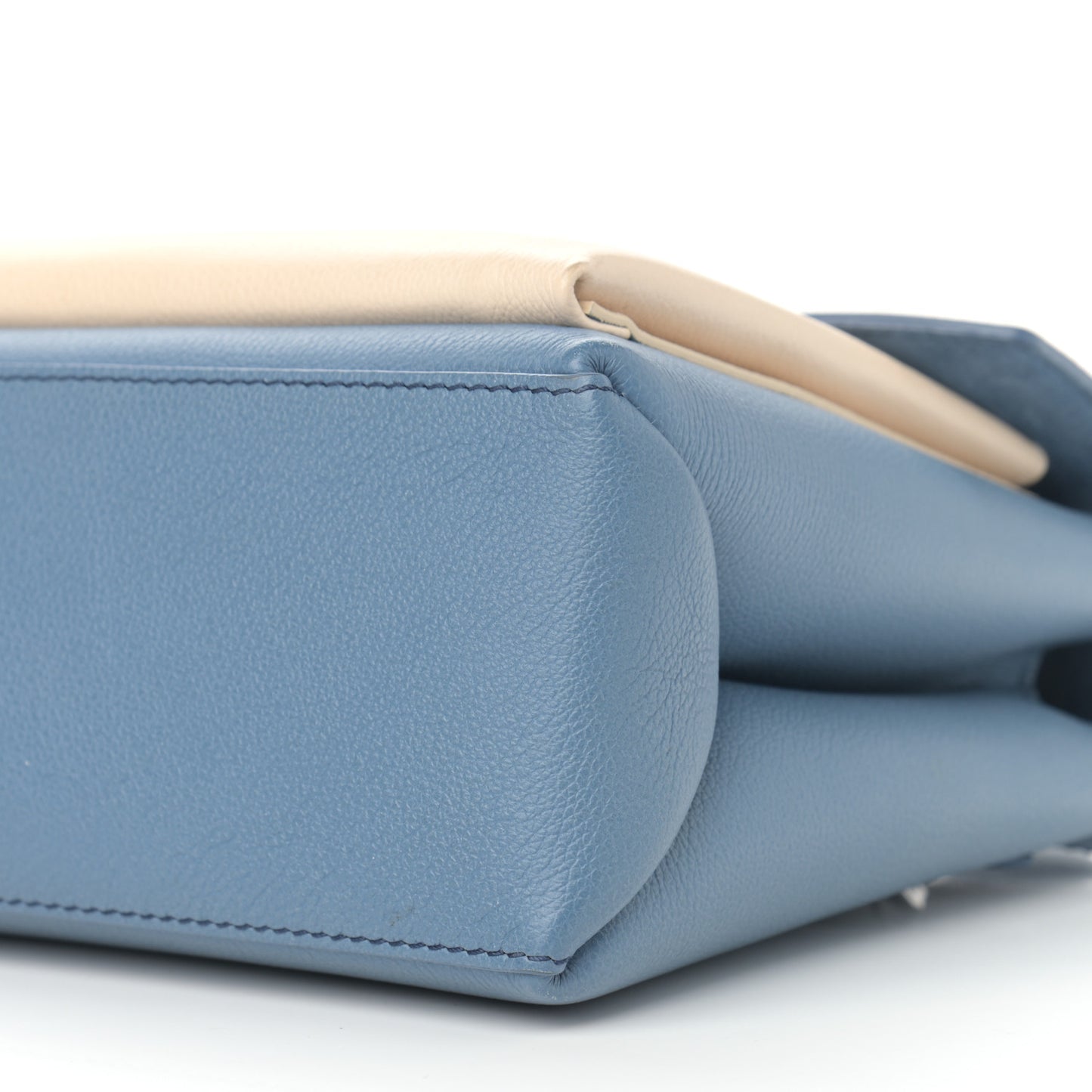 Soft Calfskin My Lockme Top Handle Blue Jean Creme