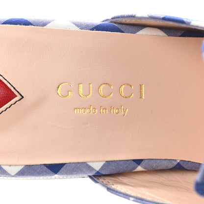 Gucci Cotton Gingham Womens Princetown Slippers 36 White Blue 7 of 8