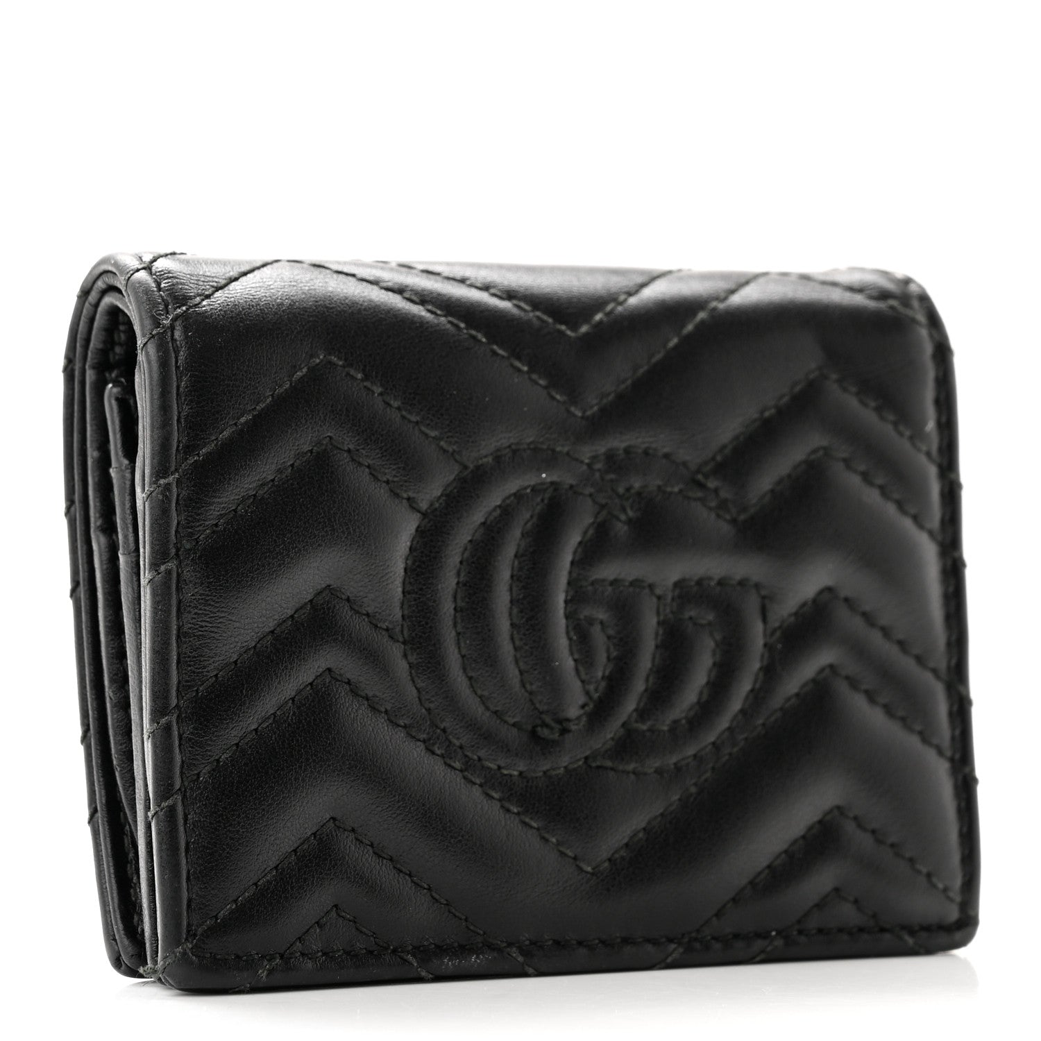 Gucci Calfskin Matelasse GG Marmont Card Case Wallet Black 3 of 10
