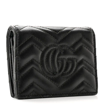 Gucci Calfskin Matelasse GG Marmont Card Case Wallet Black 3 of 10