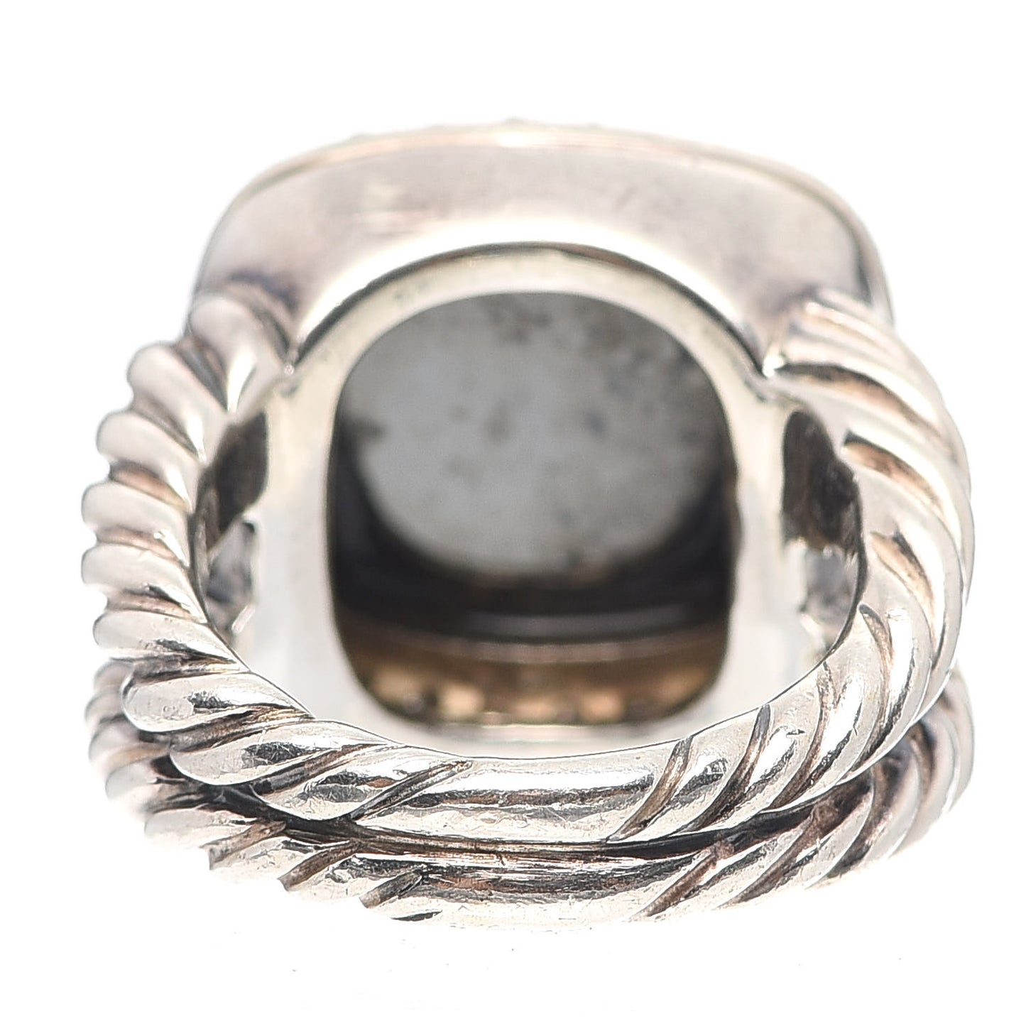 Sterling Silver Diamond Hematine 14mm Albion Ring 52 6