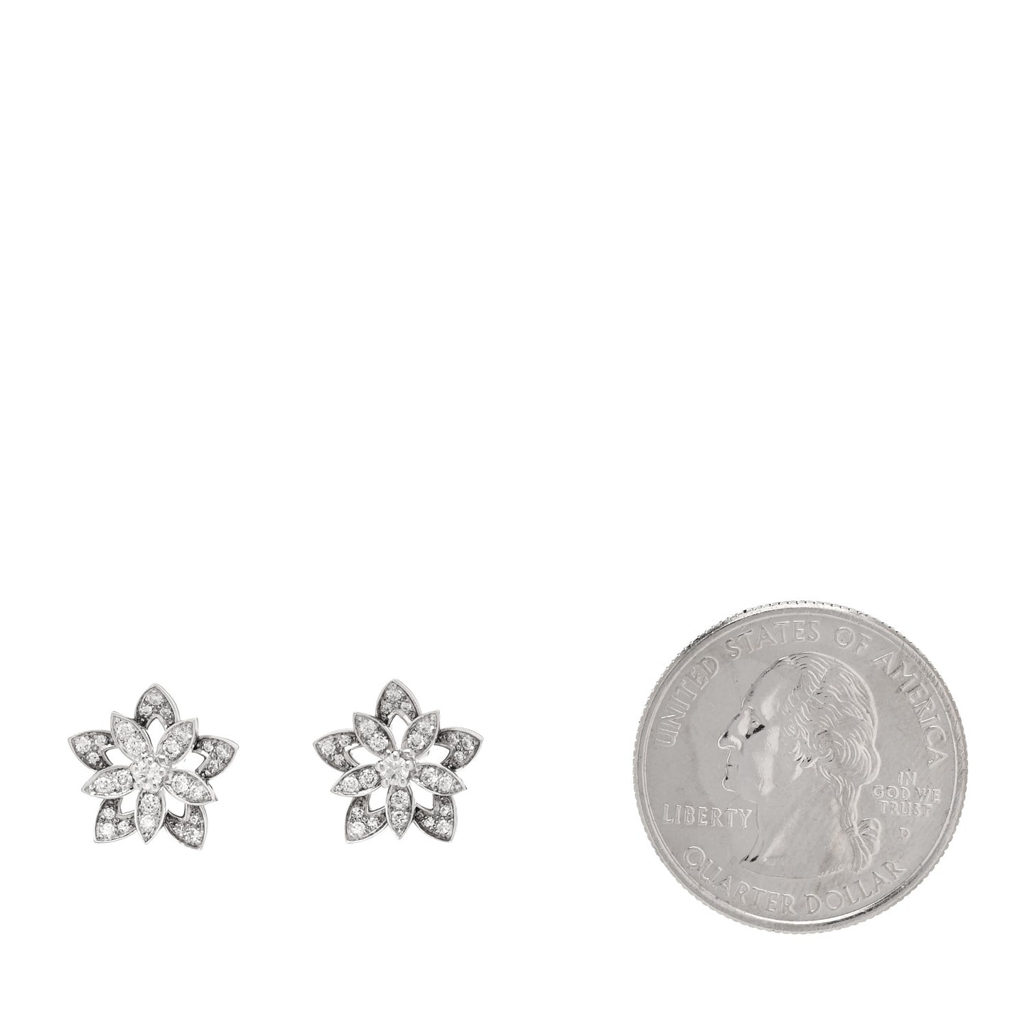 18K White Gold Diamond Mini Lotus Openwork Earrings