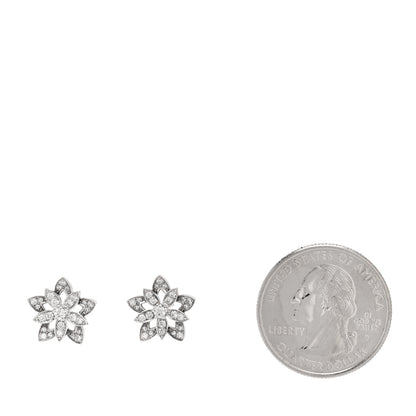 Van Cleef & Arpels 18K White Gold Diamond Mini Lotus Openwork Earrings 2 of 5
