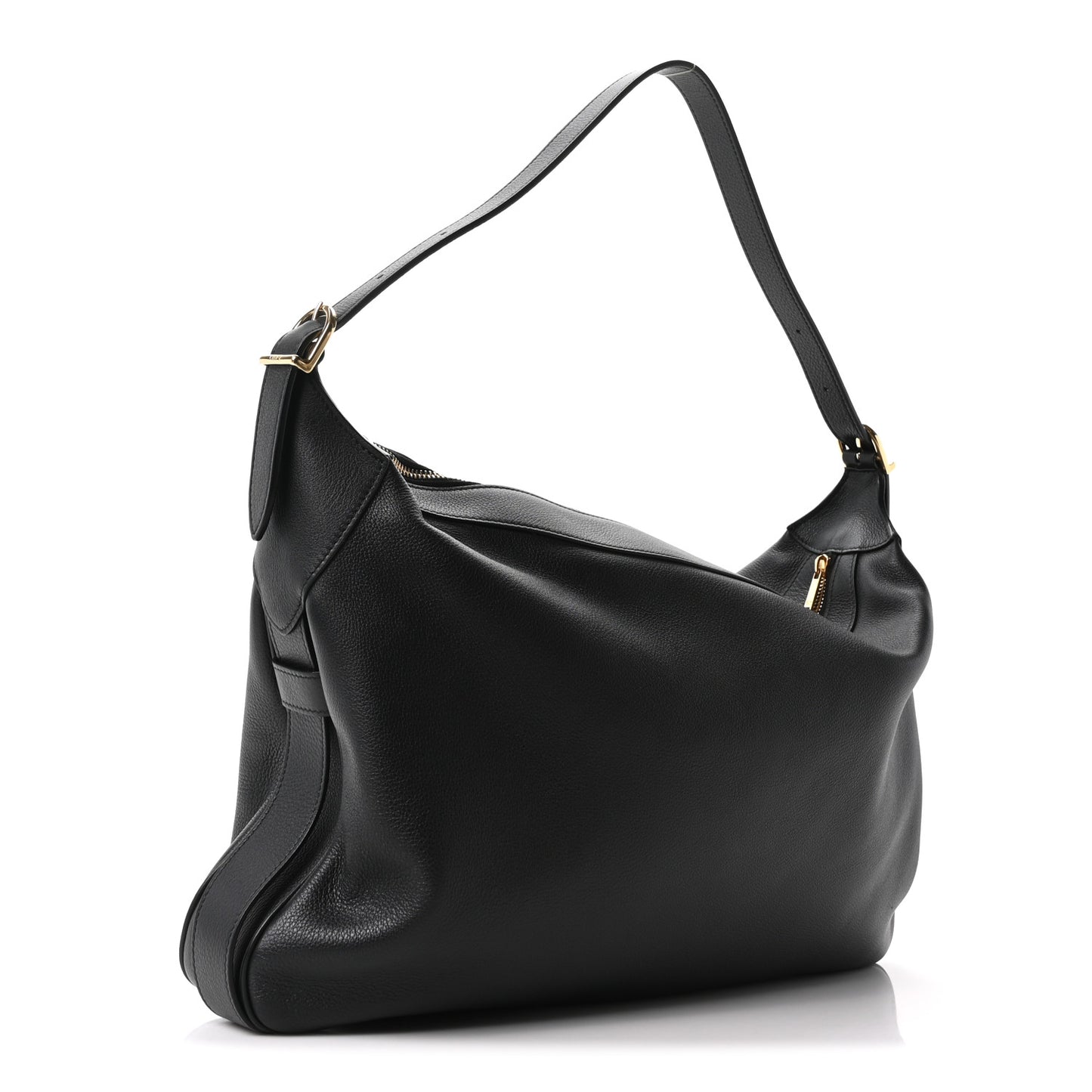 Supple Calfskin Large Romy Shoulder Bag Black