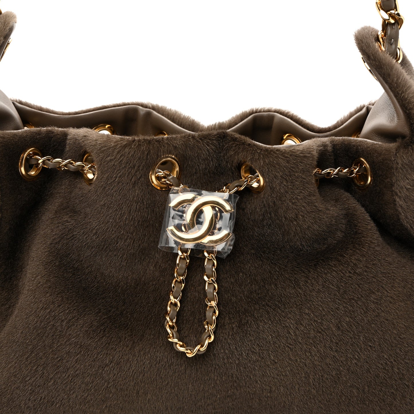 Pony Hair Mini Chanel 25 Handbag Dark Khaki