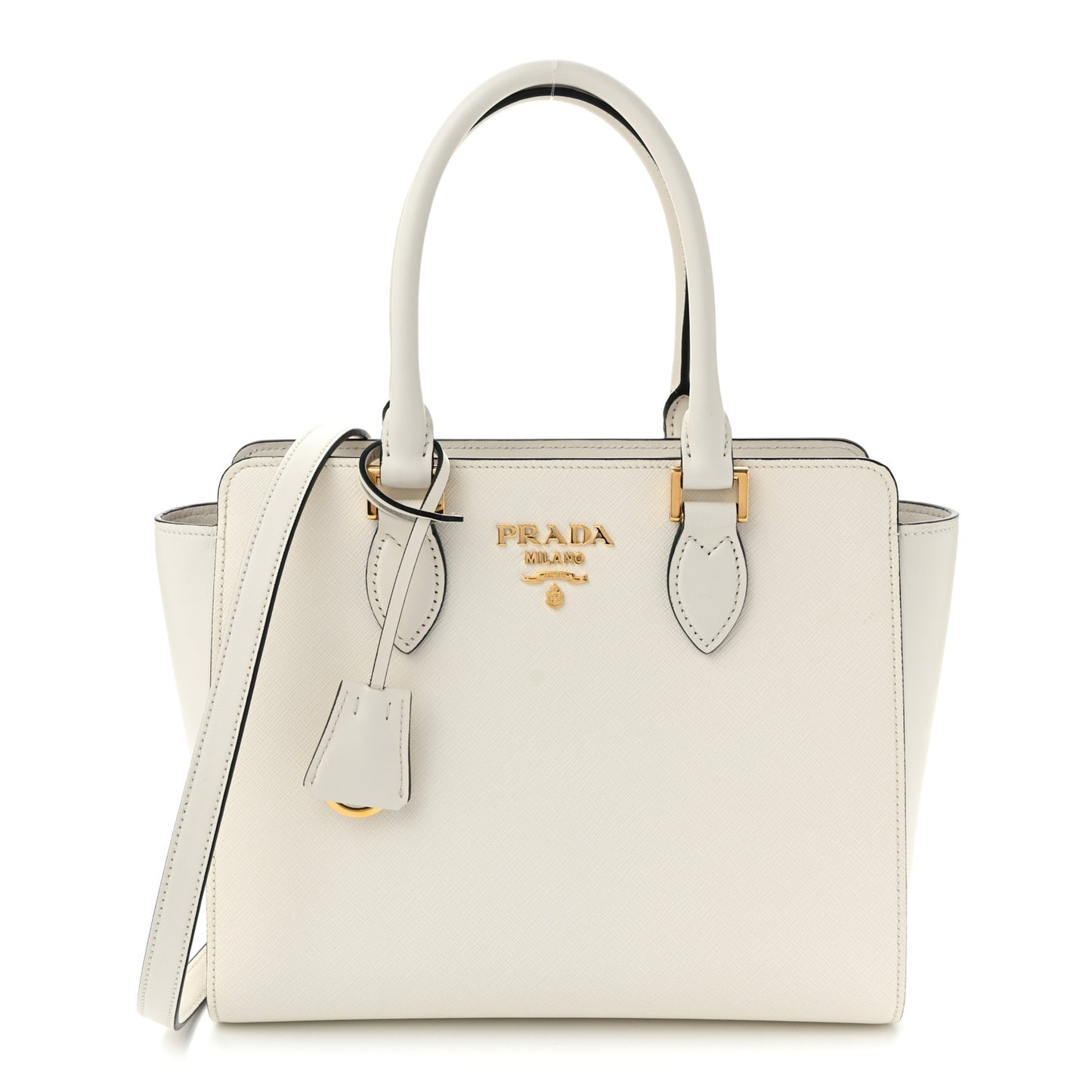 Saffiano Soft Calfskin Zippered Tote White