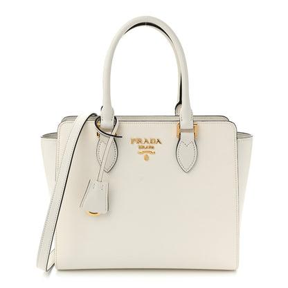 Prada Saffiano Soft Calfskin Zippered Tote White 1 of 9