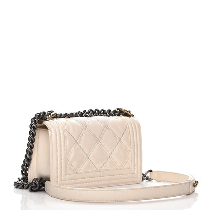 Chanel Calfskin Double Stitch Small Boy Flap White 3 of 10