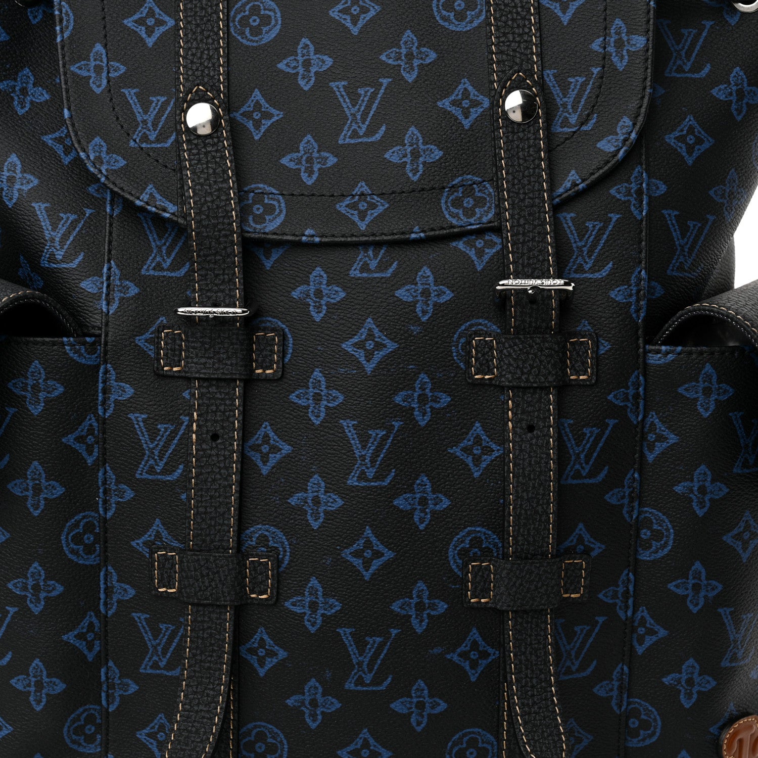 Louis Vuitton Monogram LV Record Christopher MM Backpack Blue 7 of 10