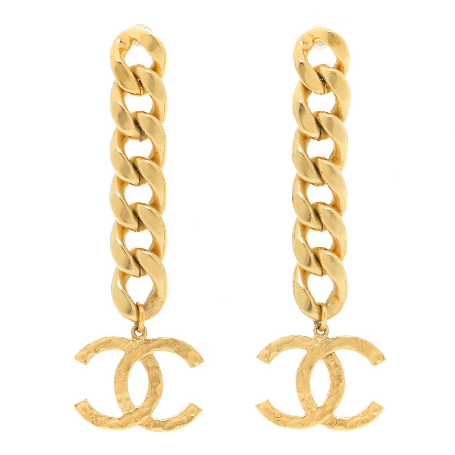 Chanel Metal CC Pick Drop Earrings Gold 1 of 5
