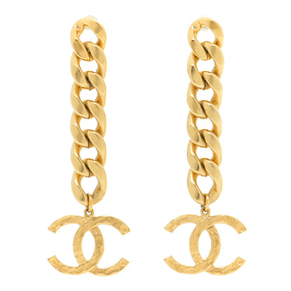 Chanel Metal CC Pick Drop Earrings Gold 1 of 5