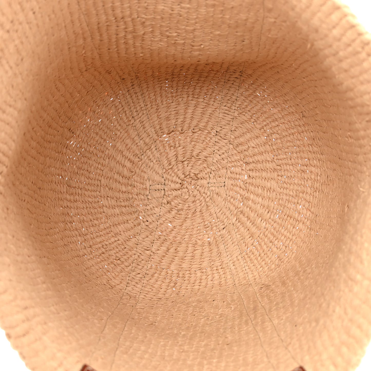 Raffia Calfskin Large Basket Tote Tan