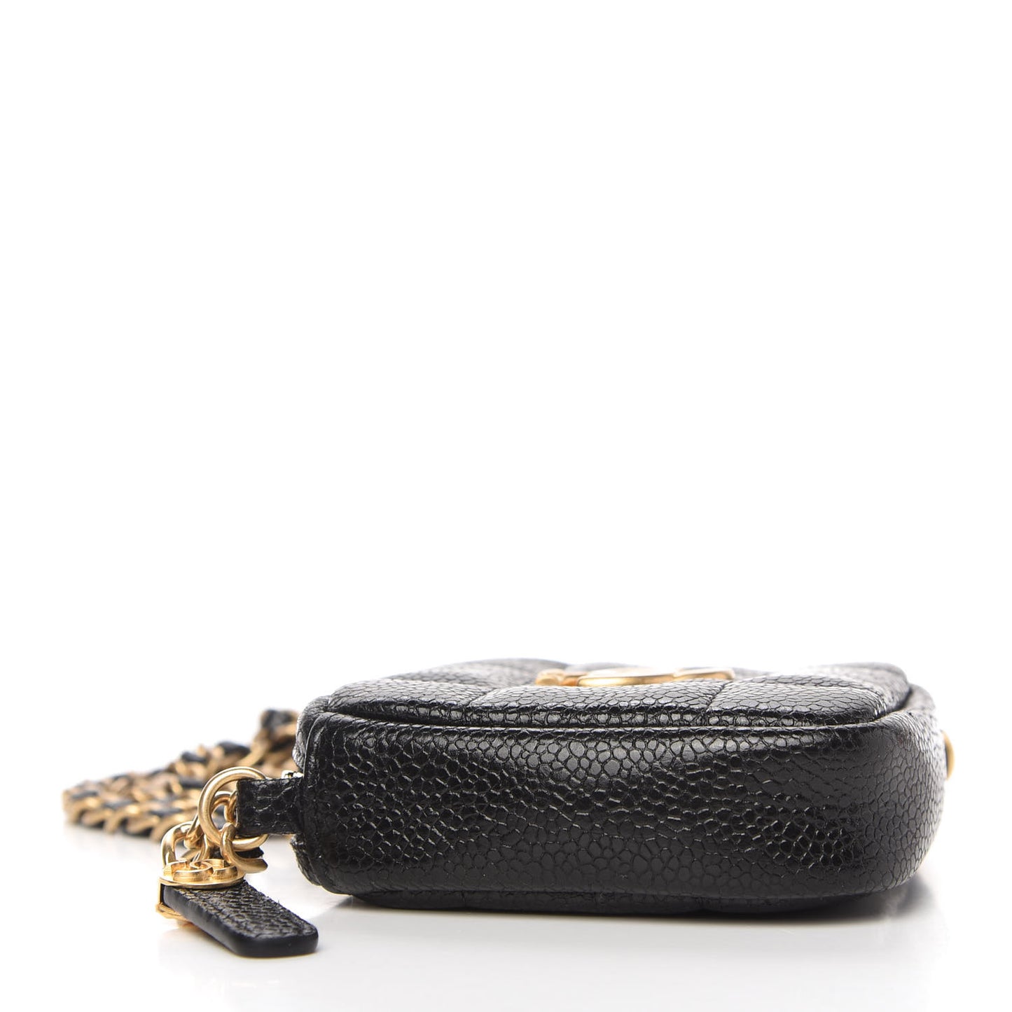Caviar Quilted Diamond Coin Purse With Chain Black