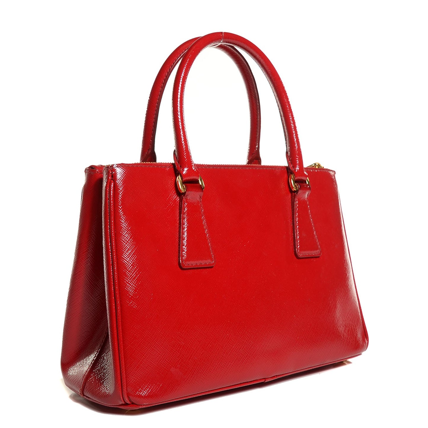 Saffiano Vernice Mini Double Zip Tote Rosso