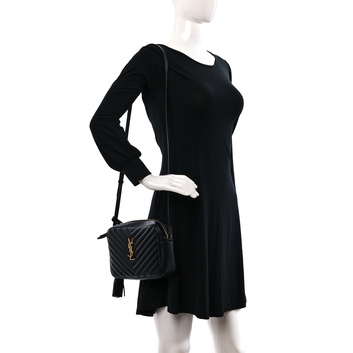 Saint Laurent Calfskin Matelasse Monogram Lou Camera Bag Black 2 of 10